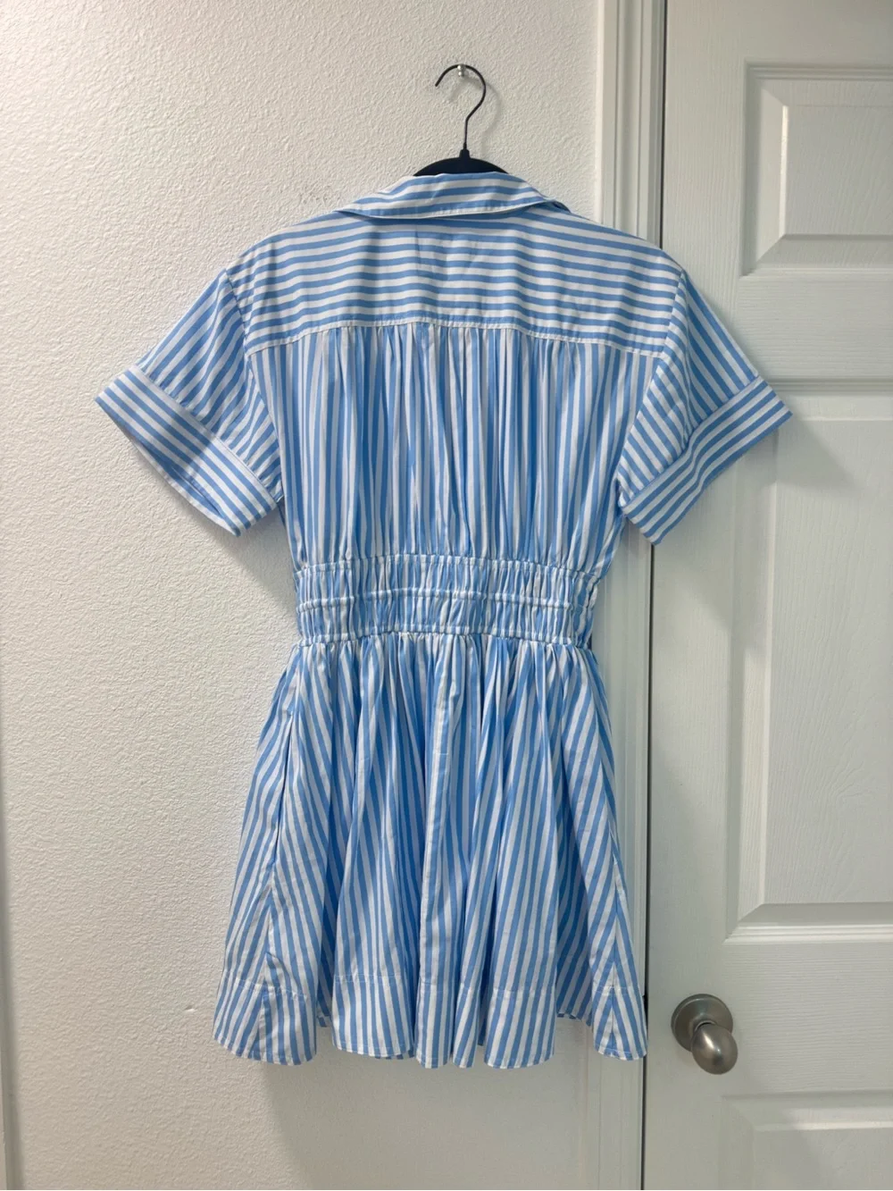 J.Crew Jcrew Elena mini shirt-dress in striped cotton poplin size 2 blue white